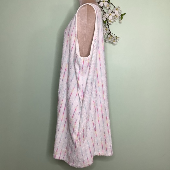 Stan Herman Sleeveless Chenille Zip Front Swim Coverup Robe Pockets V Neck - Picture 7 of 11